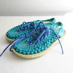 Keen Woven Sandals Ankle Strap Casual‎ Comfort Walking Shoes Sz 6 Blue Watershoe